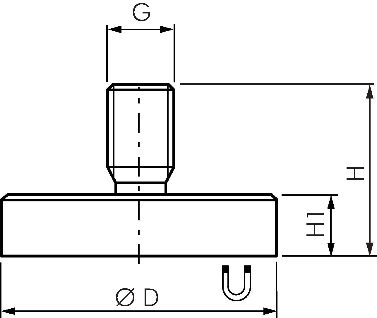 Ferrit Flachgreifer 20,0 x 6,0 mm mit Gewinde M3 x 7 - hält 3 kg