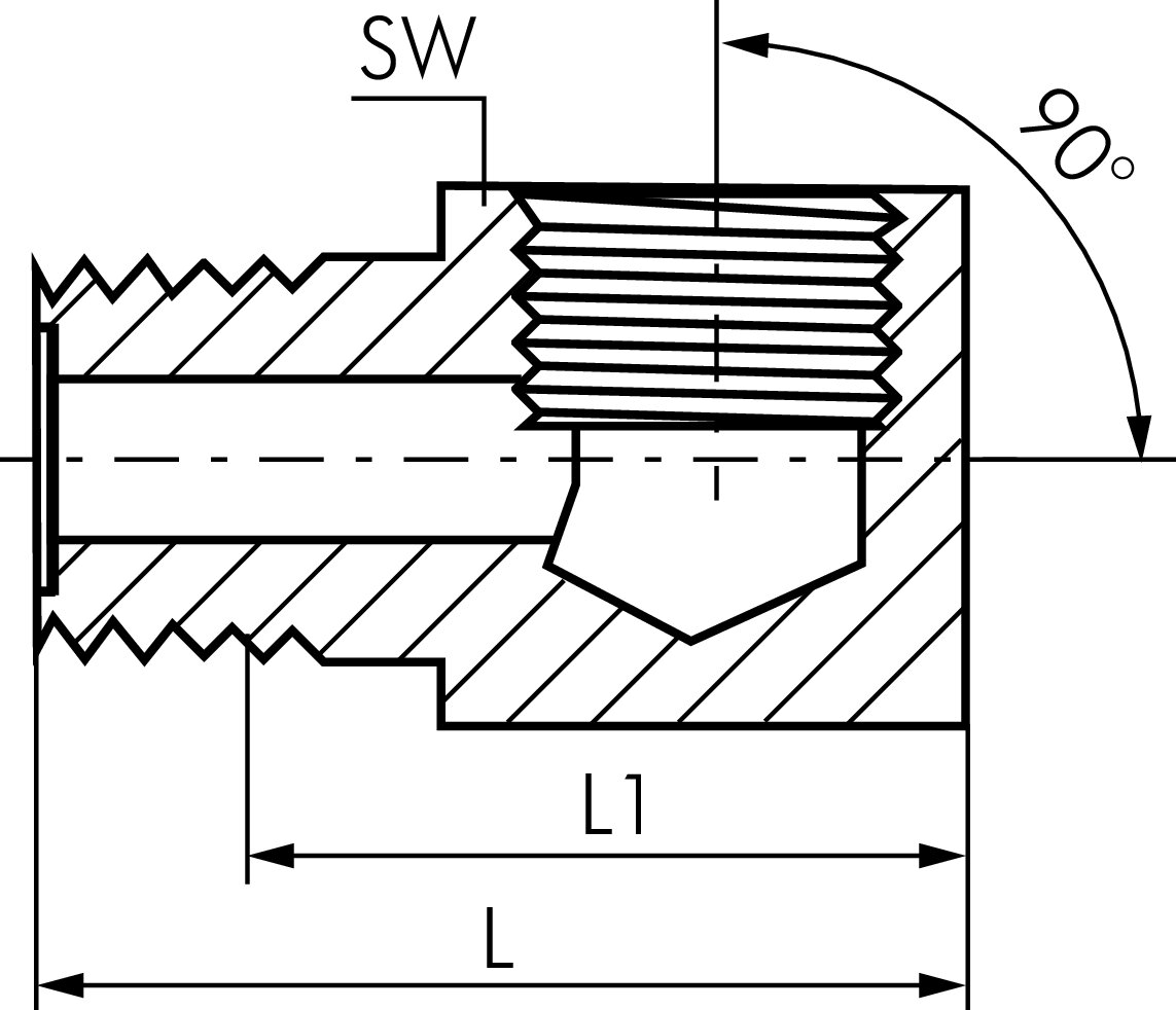 Winkelstück 45° (Schmiernippel) M 10x1 (konisch) AG - M 10x1 IG  (SNW45M10X1) - Landefeld - Pneumatik - Hydraulik - Industriebedarf