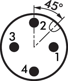 Schematický symbol: Zástrcka M 12 (A-kódovaná, 4-pólová)