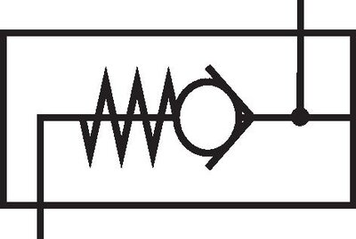 Schematic symbol: Kompressoren-Rückschlagventil mit Entlastungsanschluss
