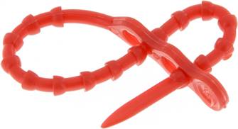 Lösbarer Kabelbinder, 120mm, 2 Befestigungsaugen, rot