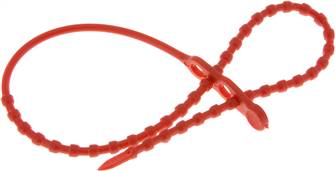Lösbarer Kabelbinder, 500mm, 2 Befestigungsaugen, rot