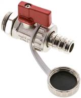 KFE ball valve G 1/2" with nozzle, nickel-plated brass