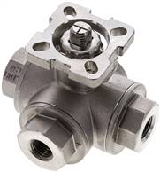 3-way ball valve, direct assembly flange G 1/4", T-vrtina