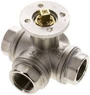 3-way ball valve, direct assembly flange G 3/4", L-vrtina