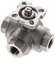 3-way ball valve, direct assembly flange G 3/8", L-vrtina