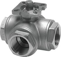 3-way ball valve, direct assembly flange G 1-1/2", T-vrtina
