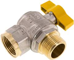 Brass angle ball valve, DVGW, R 1" / Rp 1", -0,9 do 40bar(KHW 10 B IA)