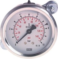 Glycerol-indbygningsmanometer, 3-kt-frontring, 63mm, 0 - 1,6 bar