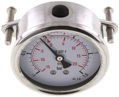 Glycerin-Einbaumanometer, 3kt-Frontring, 63mm, -1 bis 1,5 bar