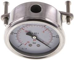 Glycerin-Einbaumanometer, 3kt-Frontring, 63mm, -1 bis 0 bar