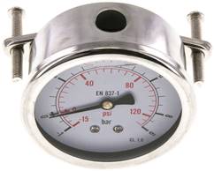 Glycerin-Einbaumanometer, 3kt-Frontring, 63mm, -1 bis 9 bar