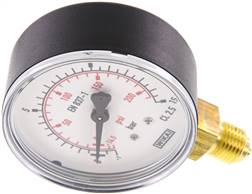Manometer Druckluft senkrecht Hydraulik Luft Öl Φ50mm G 1/4" 0-15 PSI/ 0-1 Bar