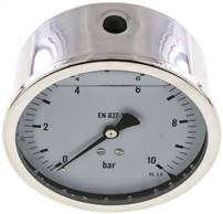 glycerinový manometr vodorovný (CrNi/Ms), 100mm, 0 az 10 bar(MW 10100 GLY CRE)