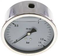 glycerinový manometr vodorovný (CrNi/Ms), 100mm, 0 az 1,6 bar(MW 1,6100 GLY CRE)