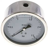 glycerinový manometr vodorovný (CrNi/Ms), 100mm, 0 az 2,5 bar(MW 2,5100 GLY CRE)
