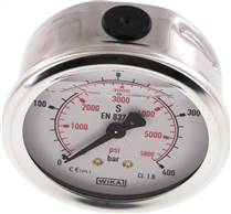 Glycerin-manometer vandret (CrNi/Ms),63mm, 0 til 400bar(MW 40063 GLY CR)