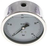 glycerinový manometr vodorovný (CrNi/Ms), 100mm, 0 az 40 bar(MW 40100 GLY CRE)