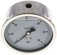 glycerinový manometr vodorovný (CrNi/Ms), 100mm, 0 az 60 bar(MW 60100 GLY CRE)