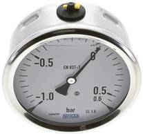 manomètre à bain de glycérine, horizontal (CrNi/Ms),100 mm, -1 à 0,6 bar