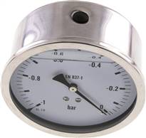 glycerinový manometr vodorovný (CrNi/Ms), 100mm, -1 az 0 bar(MW -1100 GLY CRE)