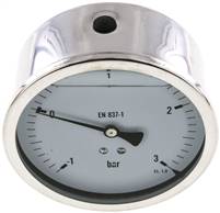 glycerinový manometr vodorovný (CrNi/Ms), 100mm, -1 az 3 bar(MW -13100 GLY CRE)