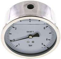 glycerinový manometr vodorovný (CrNi/Ms), 100mm, -1 az 9 bar(MW -19100 GLY CRE)