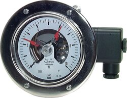 Sicherheits-Kontaktmanometer, waagerecht, 100mm, 0 - 1,6 bar(MWK 1,6100/21 ES)
