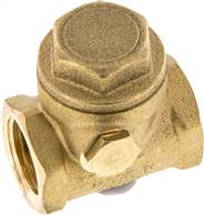 Swing check valve G 1/2", PN 12, Brass, kovinsko tesnjenje