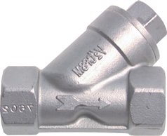 Y-socket check valve, G 2", PN 40, stainless steel