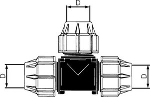 PEX-Rohrverschraubung, T-Stück, PP, 63 mm